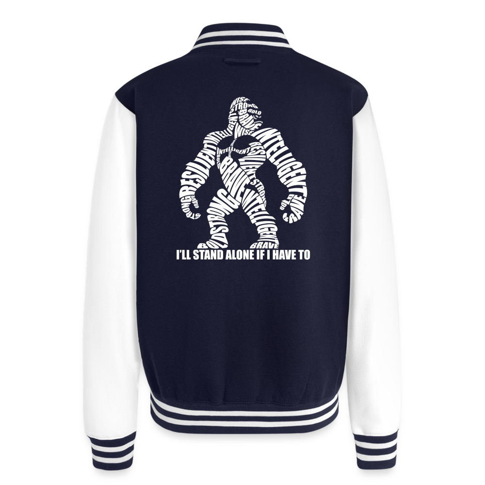 Stand Alone Letterman Jacket - navy/white