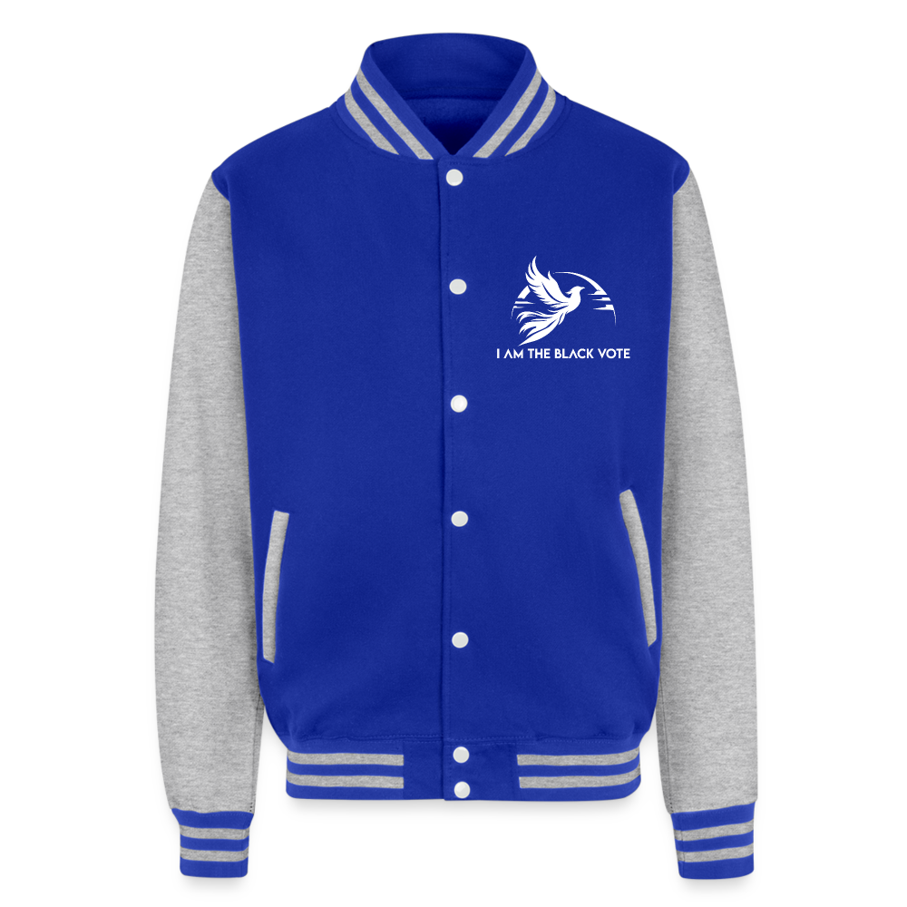Stand Alone Letterman Jacket - royal/heather grey