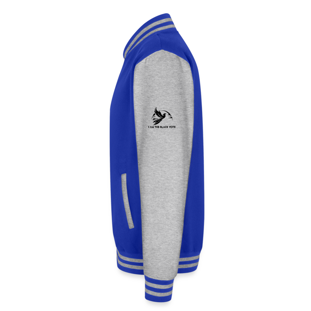 Stand Alone Letterman Jacket - royal/heather grey