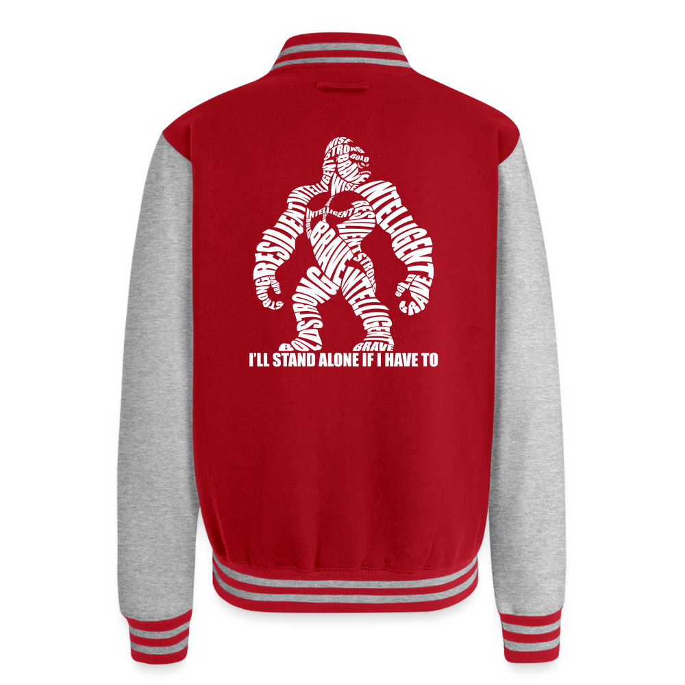 Stand Alone Letterman Jacket - red/heather grey
